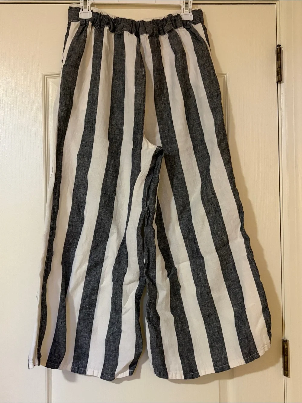 Christian Siriano Black and White Striped Linen Pants - Picture 2 of 9